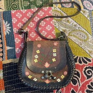 ✦ Vintage ✦ Floral Real Leather Crossbody Bag ✦
